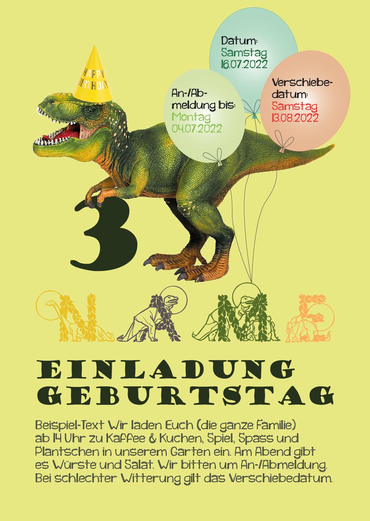 Einladungskarte Geburtstag Dino